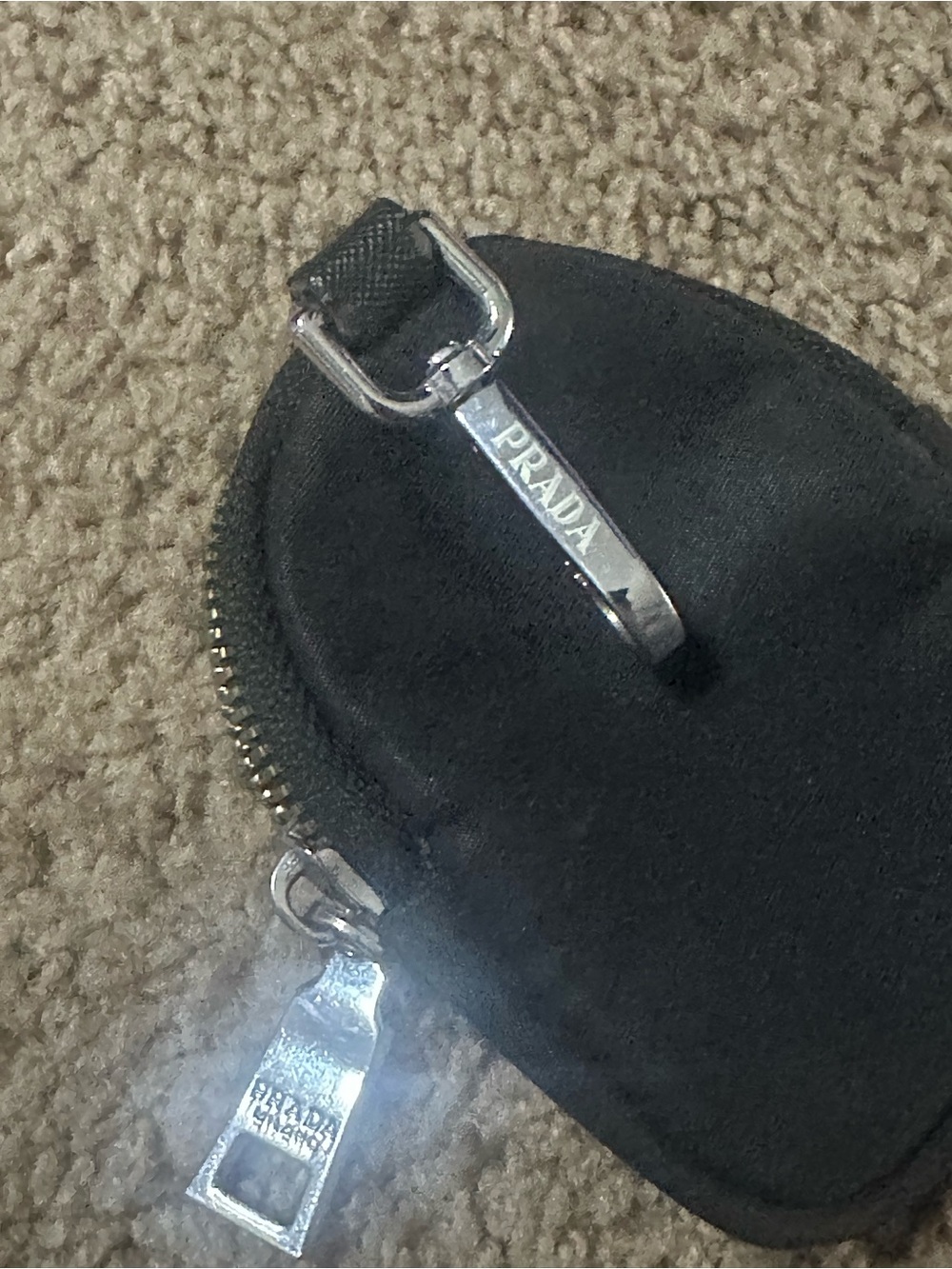 Prada Black Nylon Key Pouch with Silver Hardware Clip - Picture 3 of 4